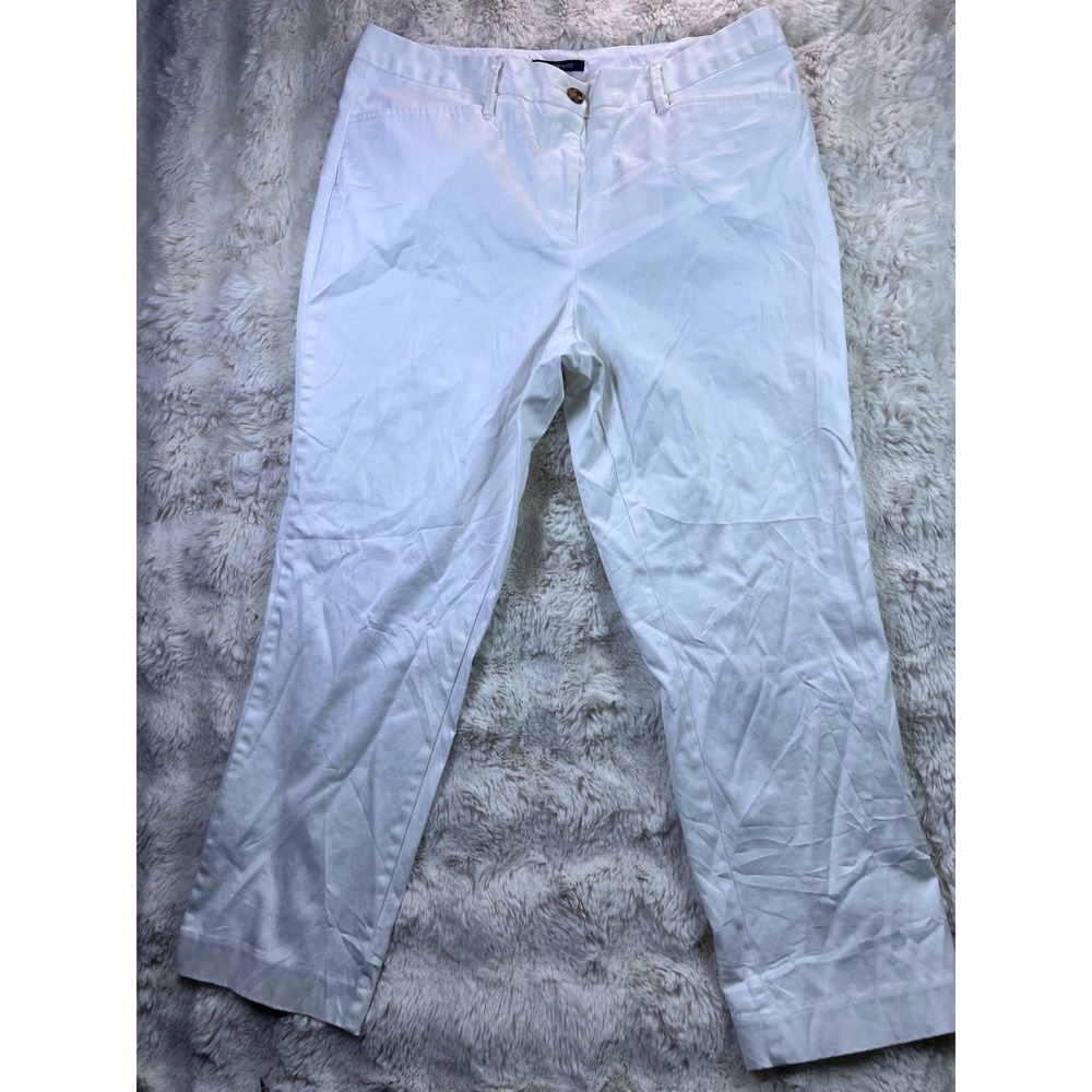 Lands End White Mid Rise Straight Leg Pants Size 12 Womens Trousers. A40